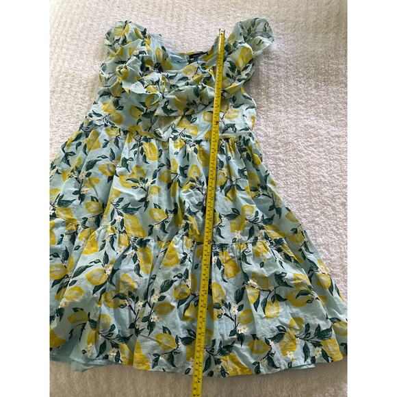 French Connection Girls 12–14 Lemon Print Ruffle Dress Summer Cotton Resort - Picture 6 of 6